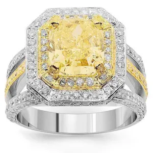 14K White Solid Gold Diamond Engagement Ring 4.27 Ctw