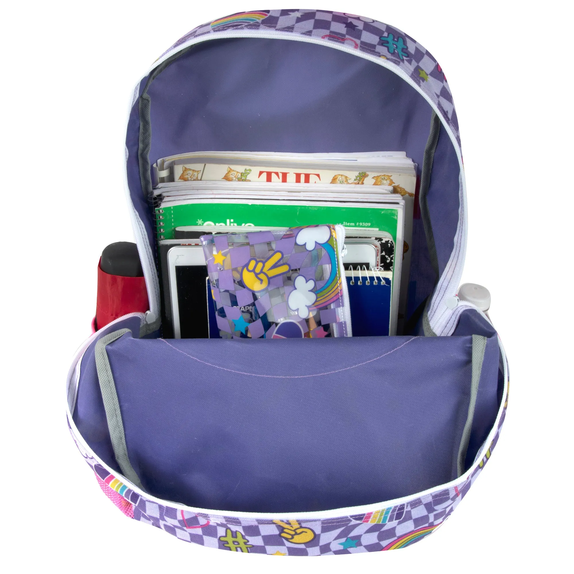 17-inch Printed Rainbow Backpack w Matching Pencil Case