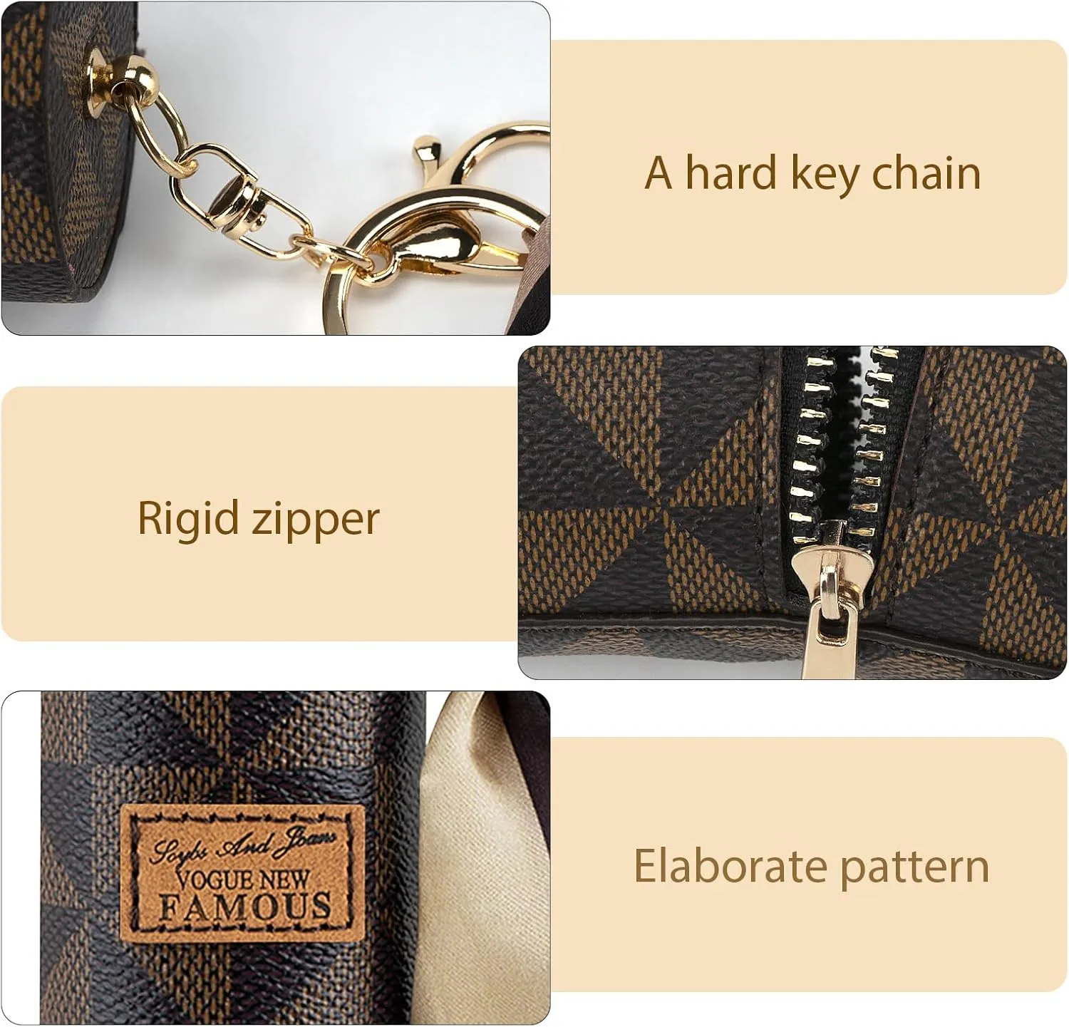 2 Pack Lipstick Organizer, Leather Lip Gloss Bag with Keychain, Portable Mini Lipstick Case for Purse (Brown, Pink)