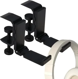 2Pcs Foldable Headphone Stand Hanger Holder, Under Desk Aluminum Headset Stand Hook with Cable Clip, Clamp Desk Hook for Purse Bag Backpack, Universal Fit