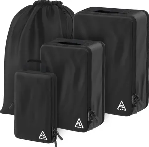 8 Set/4 Set Deluxe Compression Packing Cubes Travel - Maximize Space In Luggage With Patented HybridMax Double Capacity Design, Luxury Compressible Packing Cubes For Travel, Large, Small, & Medium