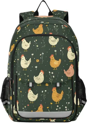 ALAZA Hen Meadow Green Chicken Laptop Backpack Purse for Women Men School Bag 17 Inch Bookbag Student Boys Girls Travel Casual Daypack