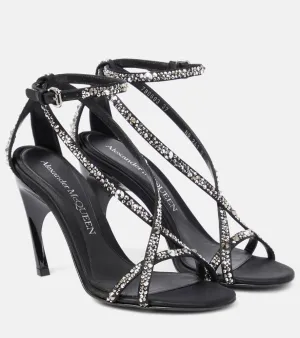 Alexander McQueen Twisted Armadillo embellished satin sandals