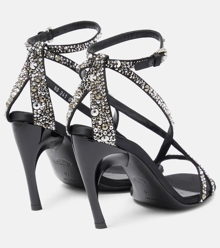 Alexander McQueen Twisted Armadillo embellished satin sandals