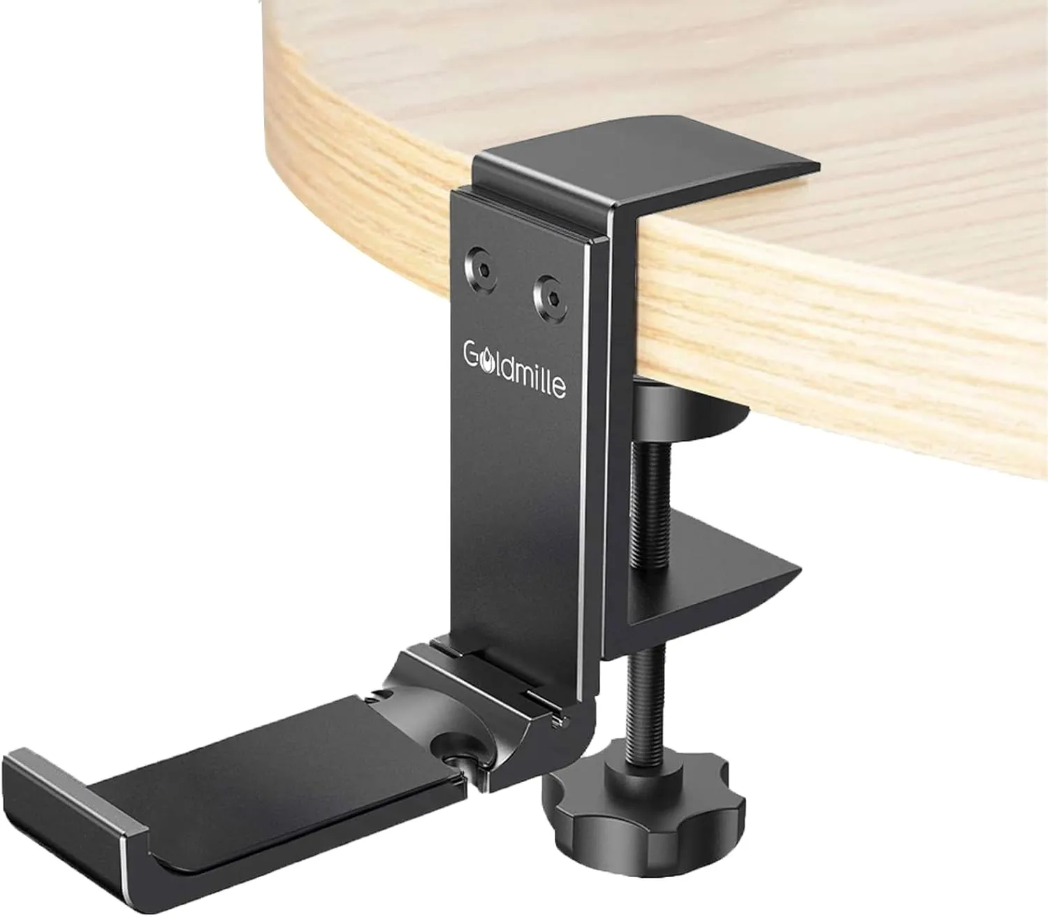 Aluminum Headphone Stand Hanger Foldable with Cable Clip - Goldmille Headset Holder Clamp Hook Under Desk, Save Your Space While Working & Gaming