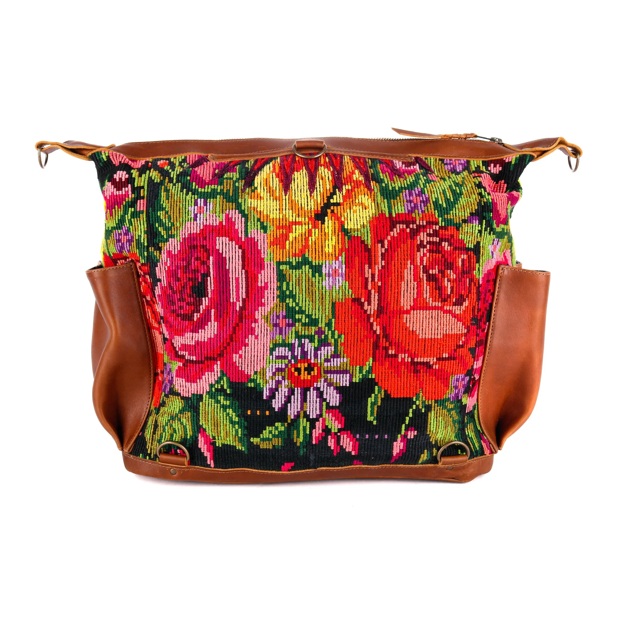 BEATRIZ CDB   CAMILA BACKPACK STRAP SET - OOAK HUIPIL - CAFE - NO. 11425