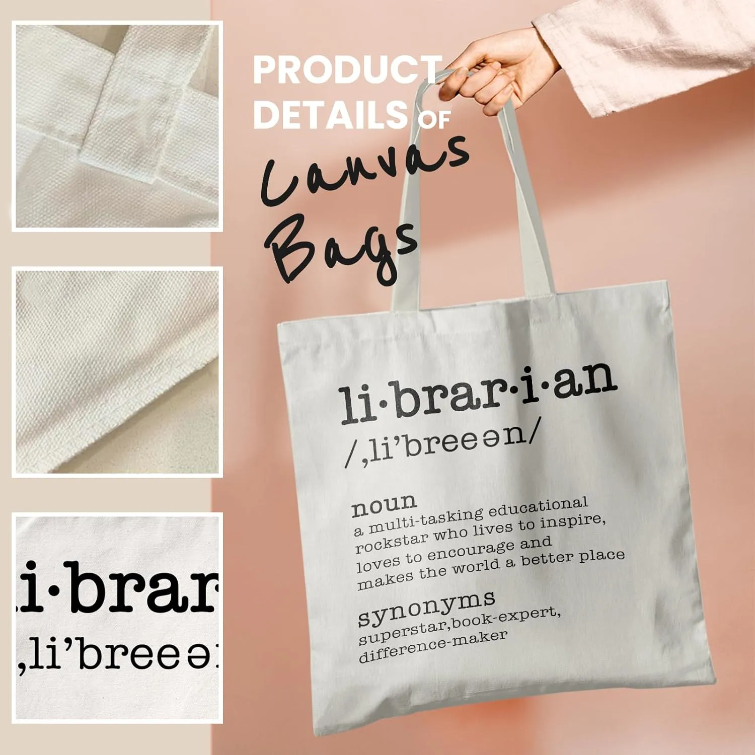 Book Canvas Tote Bag for Women Book Lovers,Reusable Shopping Bags Grocery Bags, Readers Bookworm Gift Ideas