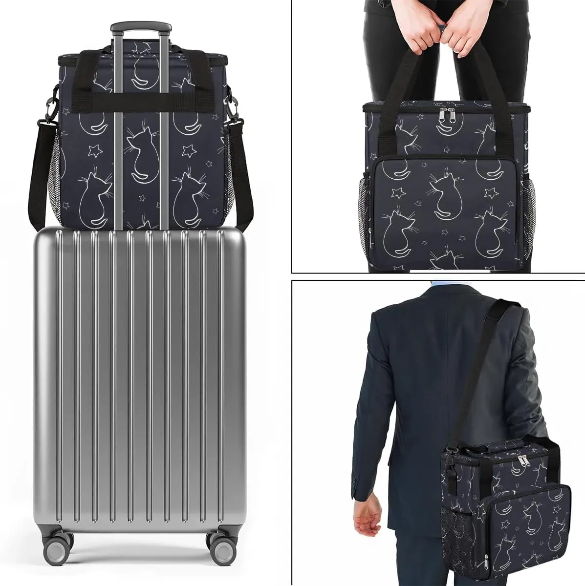cat animal cartoon Coffee Maker Carring Bag Travel Carrying Storage Tote Bag Compatible with Keurig K-Mini or K-Mini Plus Portable Single Serve Coffee Brewer Case with Pockets for K-cup Pods