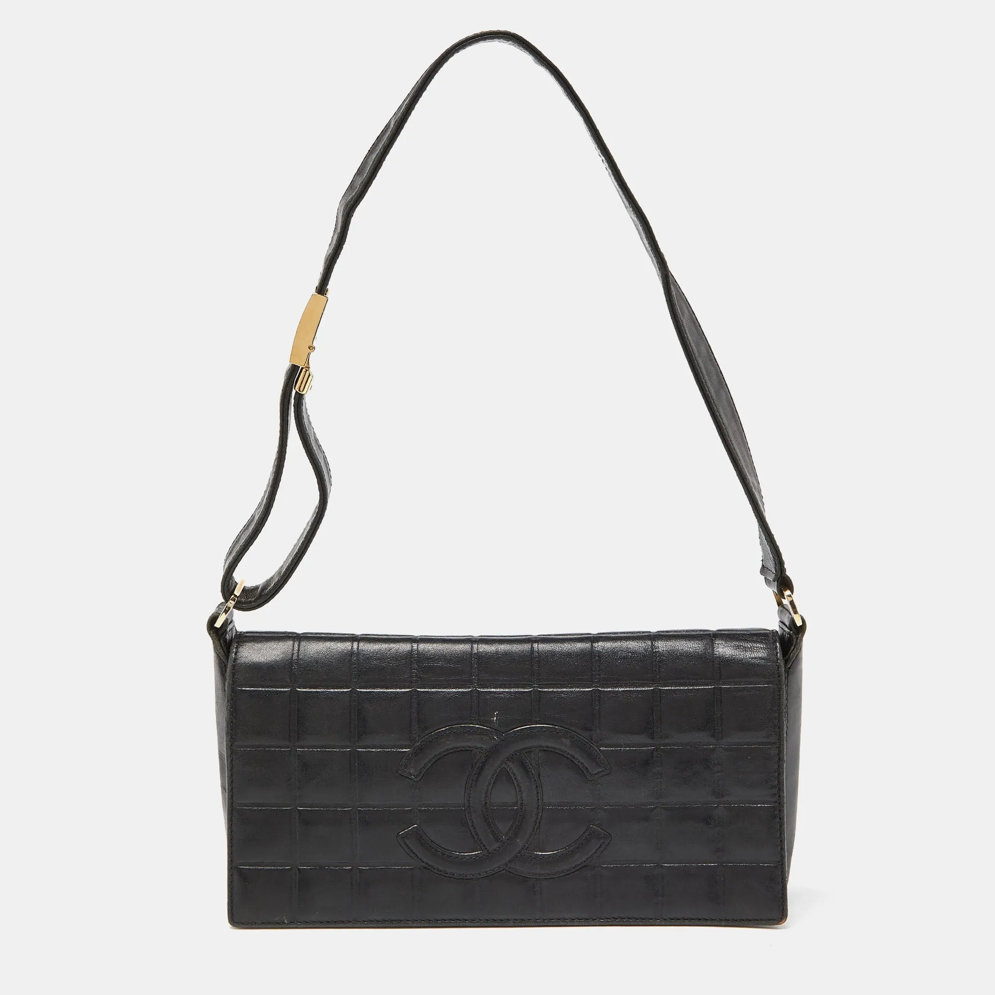 CHANEL Black Chocolate Bar Leather Bags Errita Flap Bag