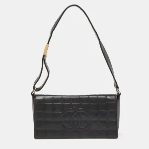 CHANEL Black Chocolate Bar Leather Bags Errita Flap Bag