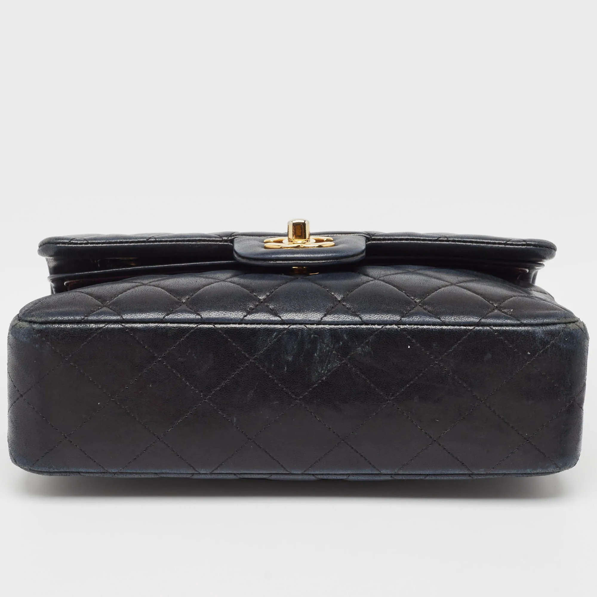 CHANEL Black Quilted Leather Small Classic Double New Bag