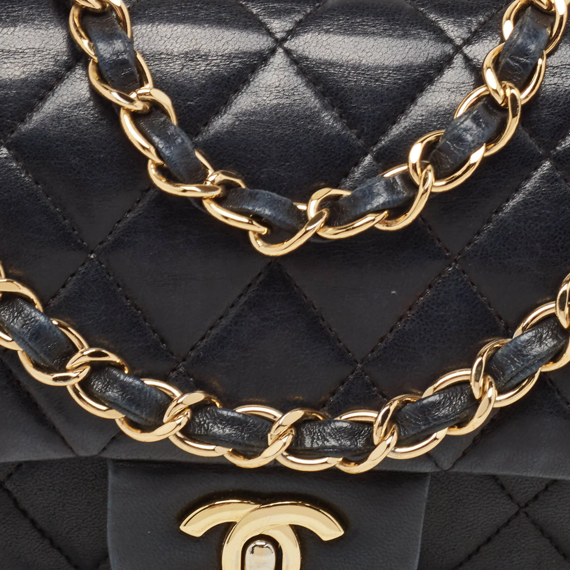 CHANEL Black Quilted Leather Small Classic Double New Bag