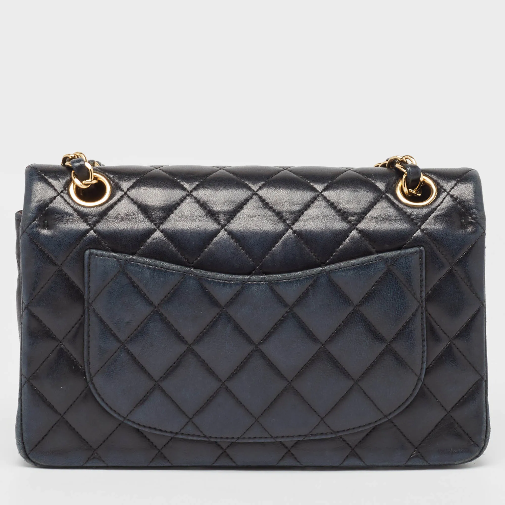 CHANEL Black Quilted Leather Small Classic Double New Bag