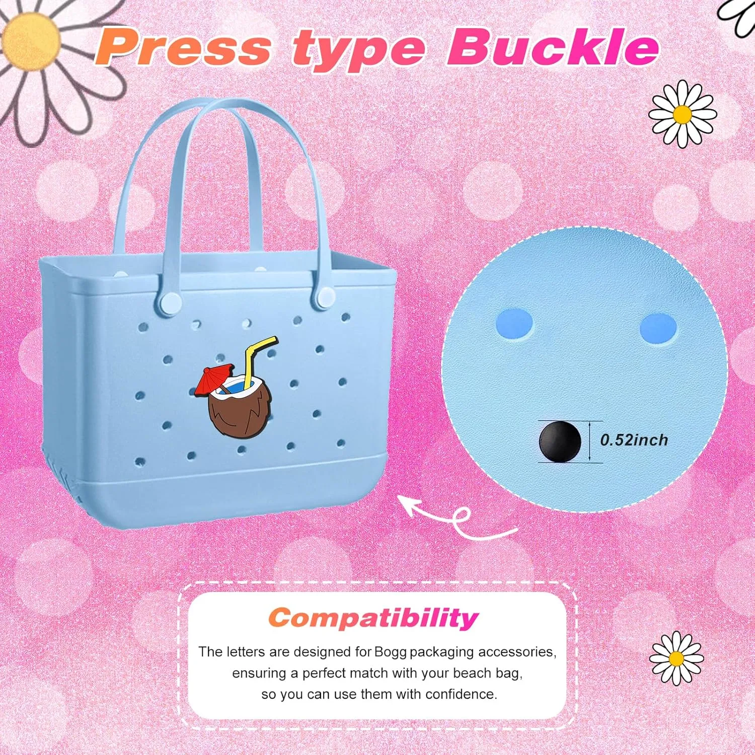 Charms for Bogg Bag, Accessories PVC Rubber Compatible, Decorative Charms for Handbag, Beach Tote