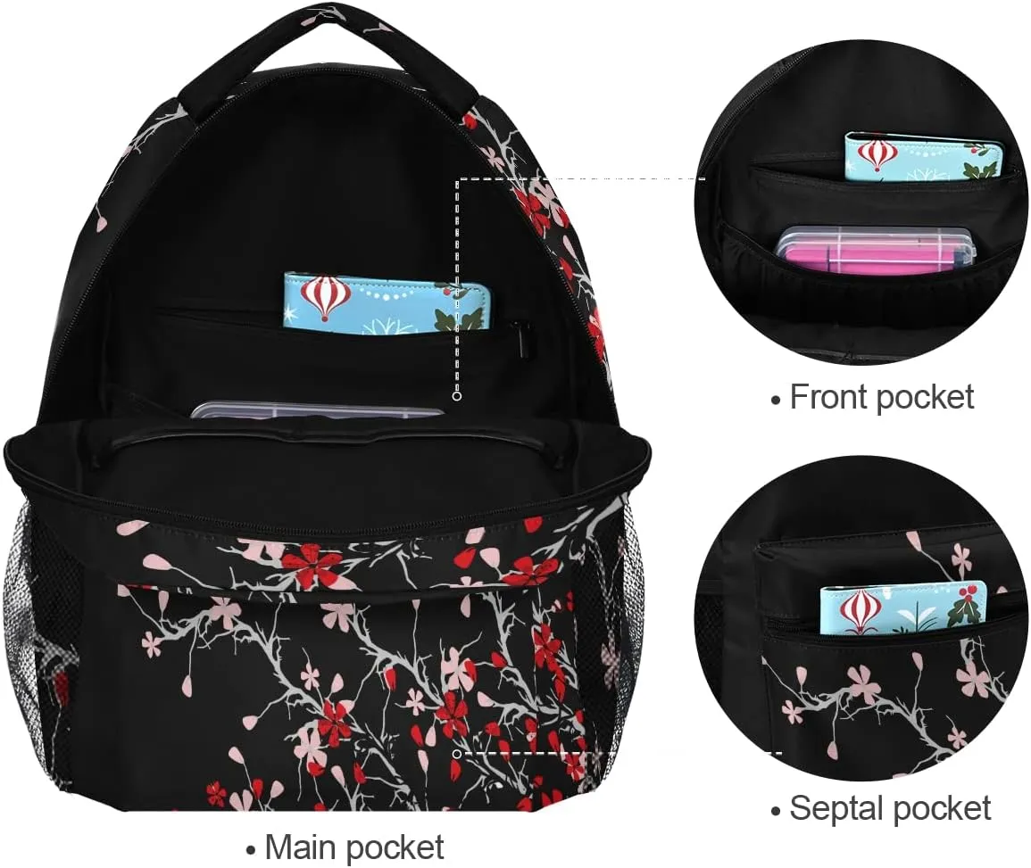 Cherry Blossom Flowers Backpacks School Backpack Lightweight Travel Laptop Bookbags Daypack for Men Women Kids