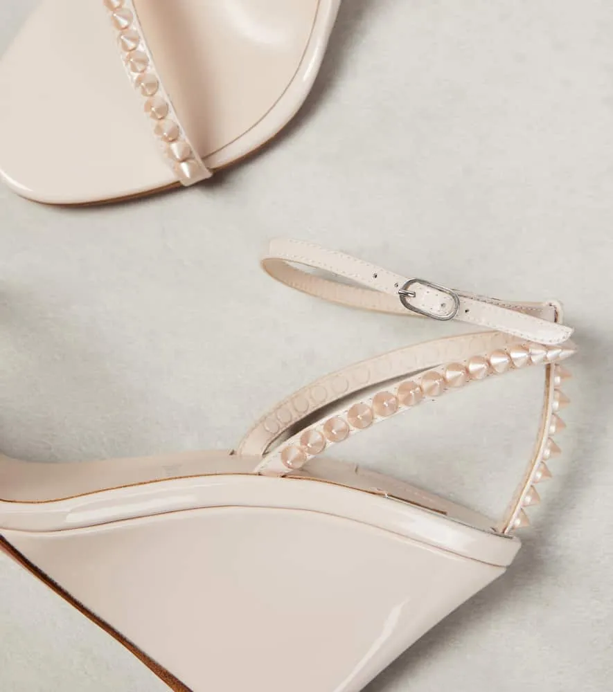 Christian Louboutin Embellished patent leather wedge sandals