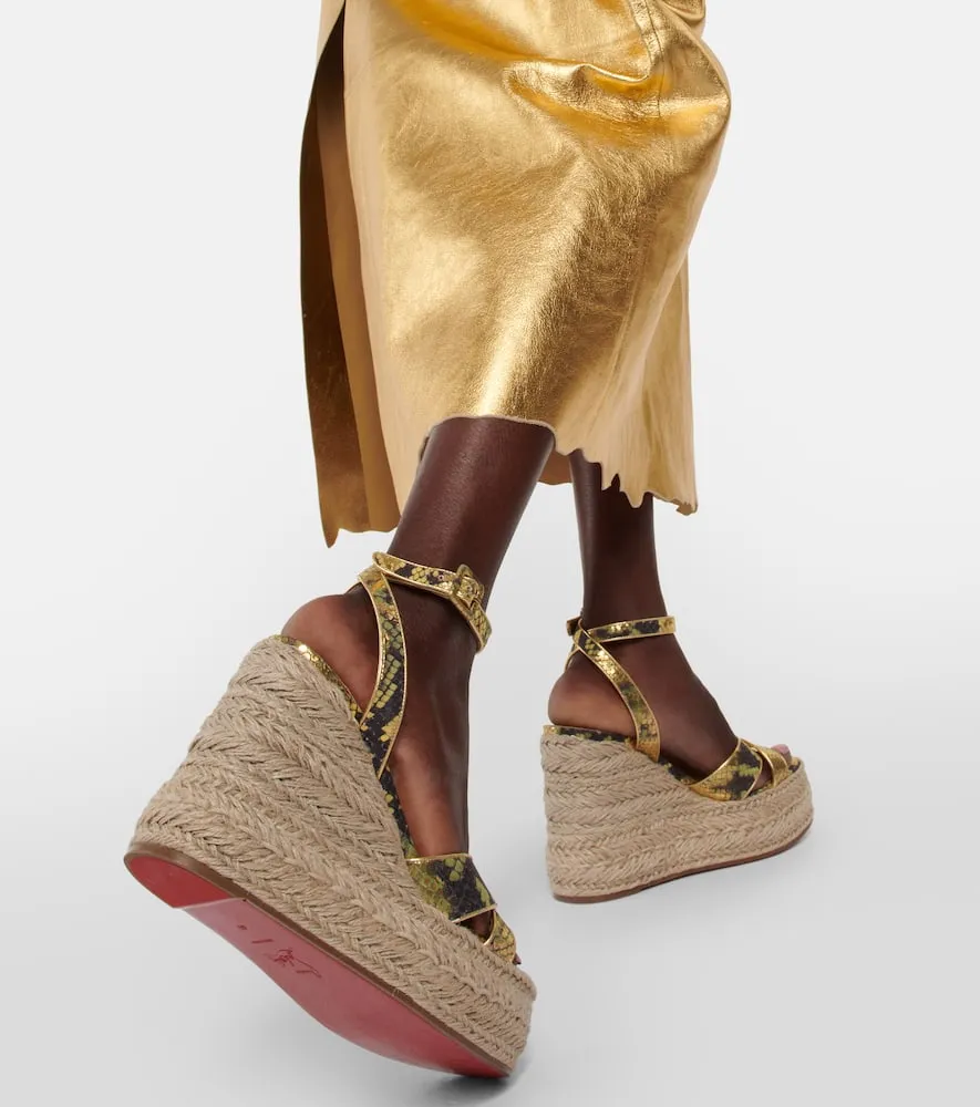Christian Louboutin Mariza snake-print leather espadrille wedges
