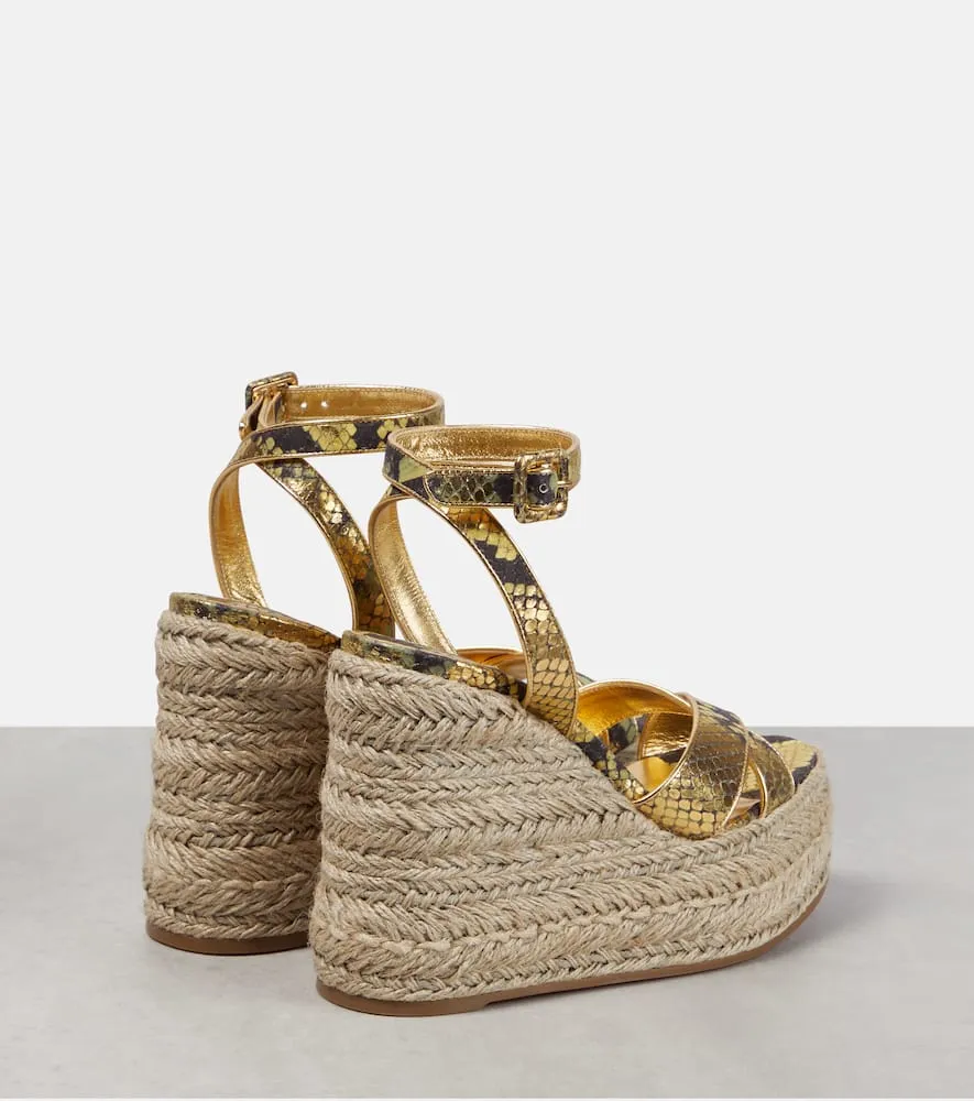 Christian Louboutin Mariza snake-print leather espadrille wedges
