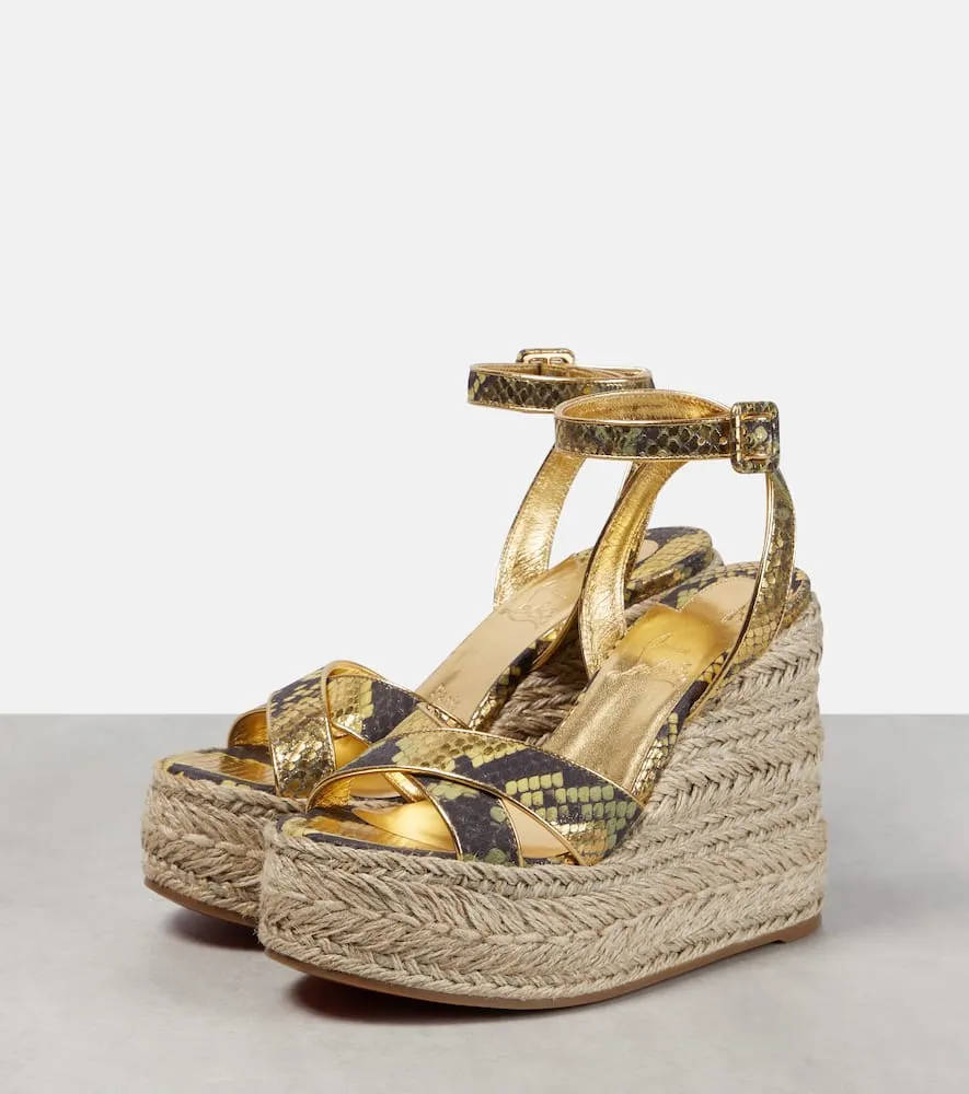 Christian Louboutin Mariza snake-print leather espadrille wedges