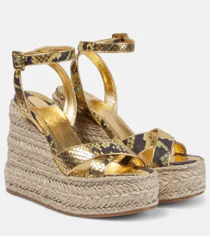 Christian Louboutin Mariza snake-print leather espadrille wedges