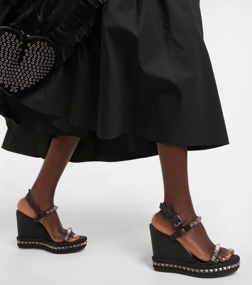 Christian Louboutin Pyraclou embellished leather espadrilles