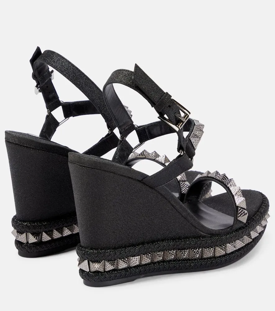 Christian Louboutin Pyraclou embellished leather espadrilles