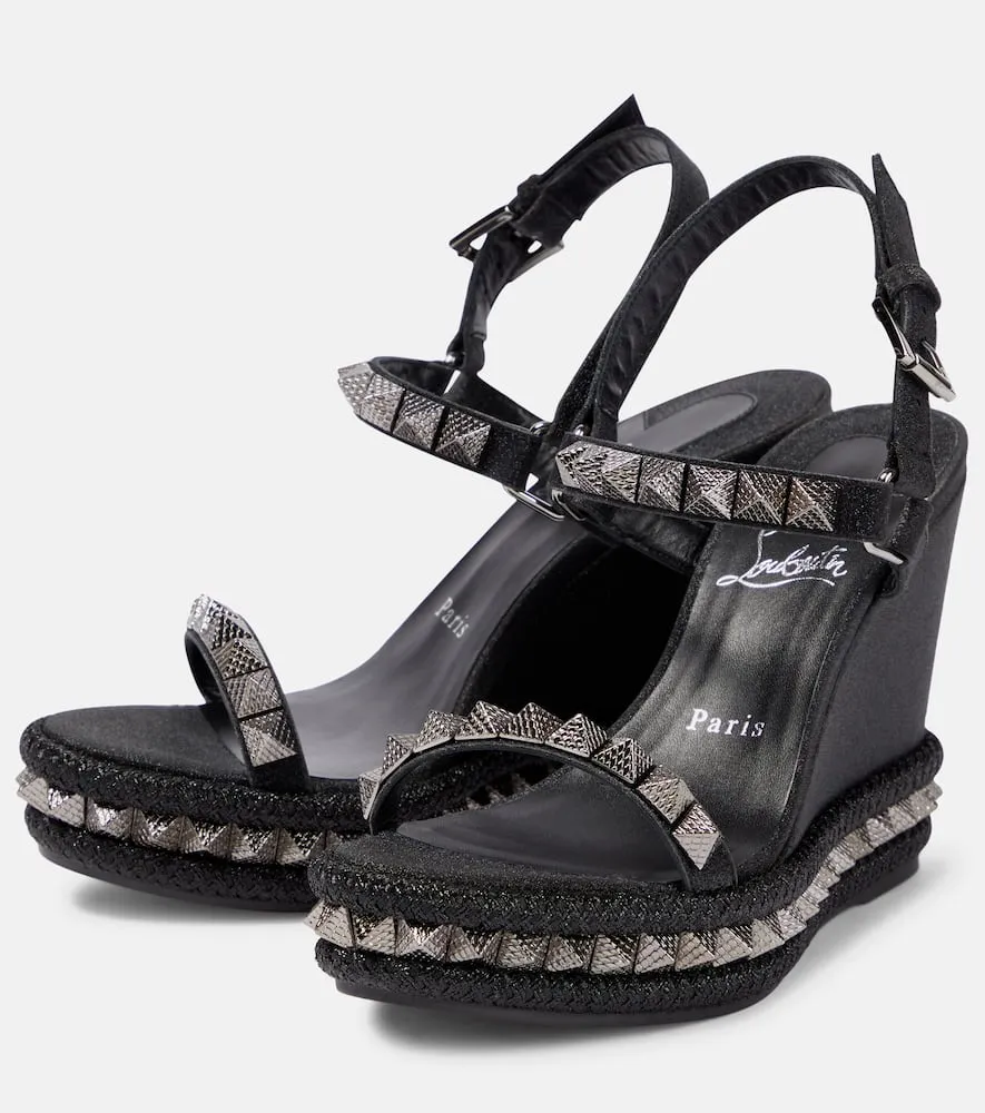 Christian Louboutin Pyraclou embellished leather espadrilles