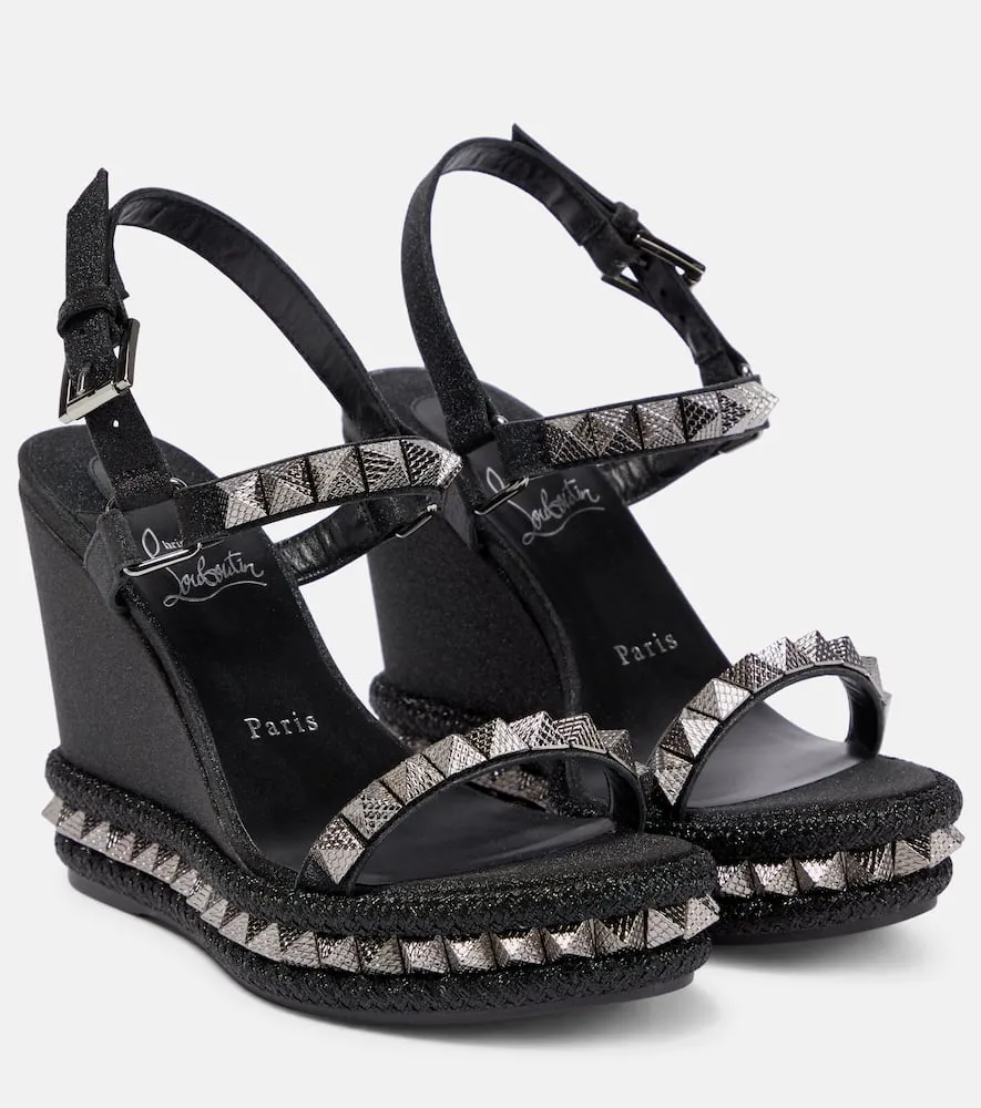 Christian Louboutin Pyraclou embellished leather espadrilles