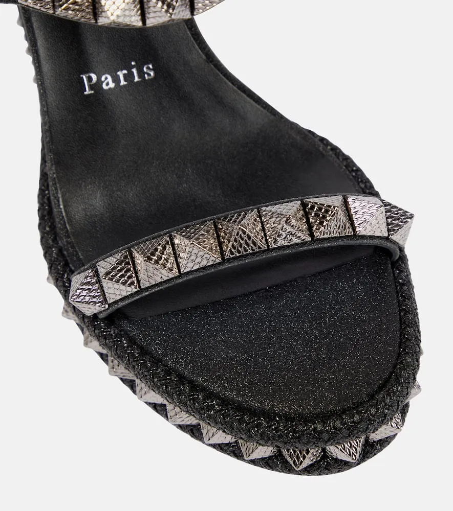 Christian Louboutin Pyraclou embellished leather espadrilles