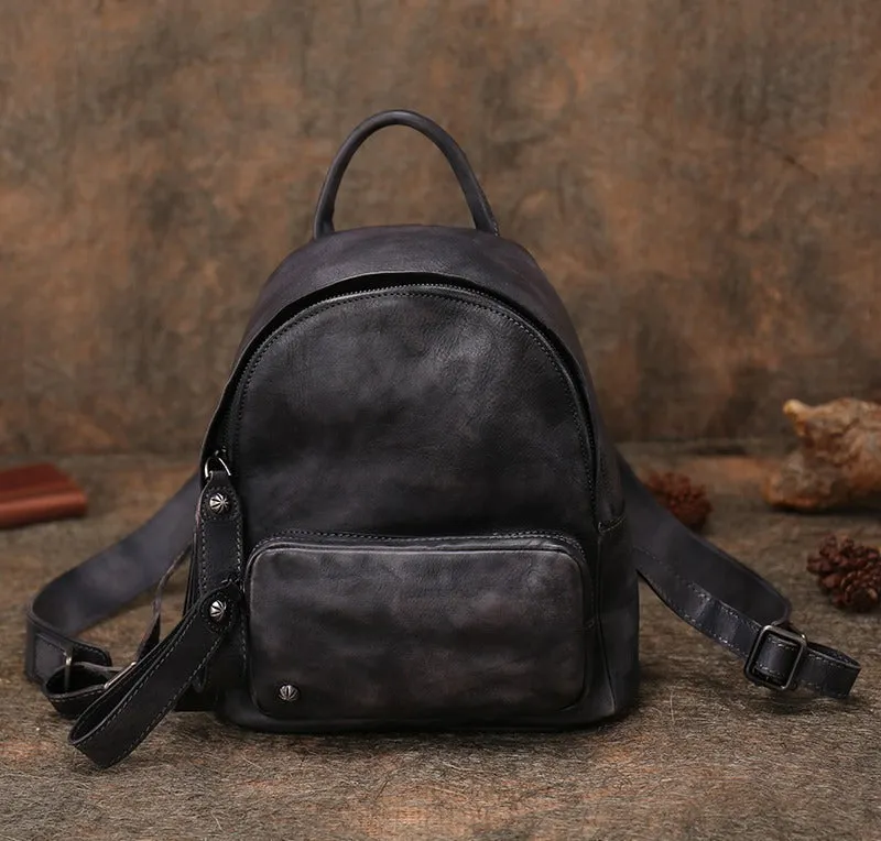 Classic Coffee Leather Rucksack Bag Womens Compact Leather Backpack Ladies Backpack Purses