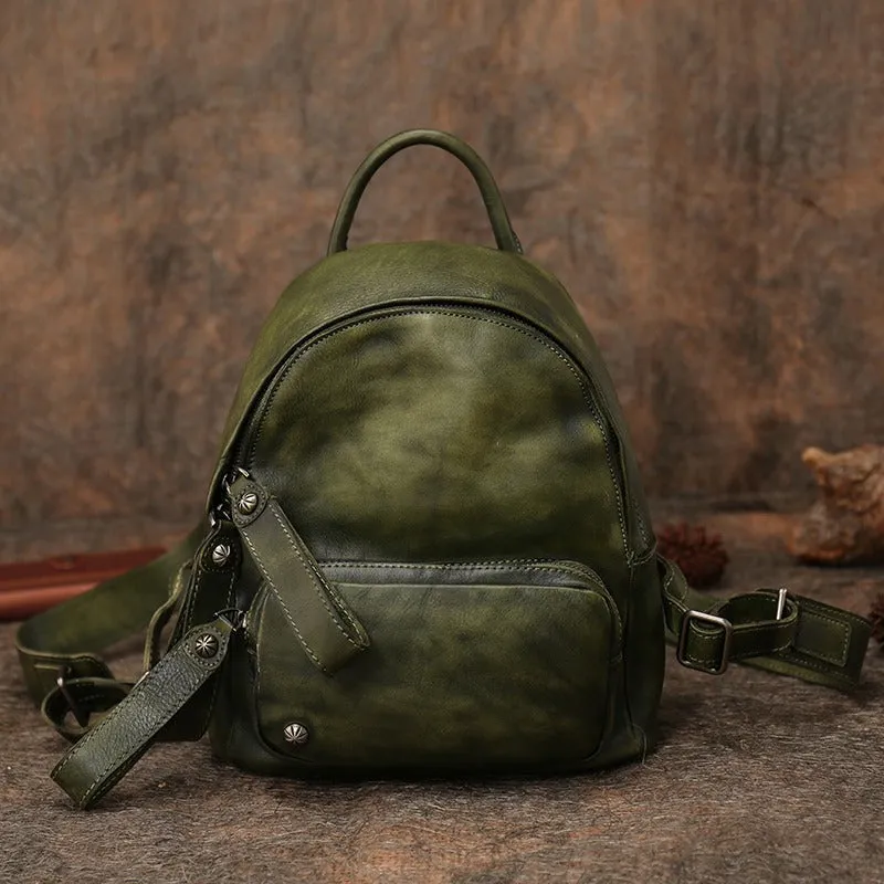 Classic Coffee Leather Rucksack Bag Womens Compact Leather Backpack Ladies Backpack Purses