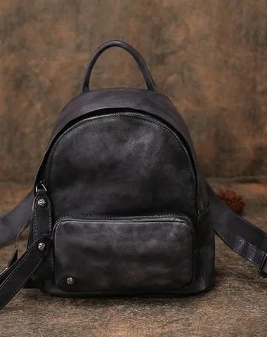 Classic Coffee Leather Rucksack Bag Womens Compact Leather Backpack Ladies Backpack Purses