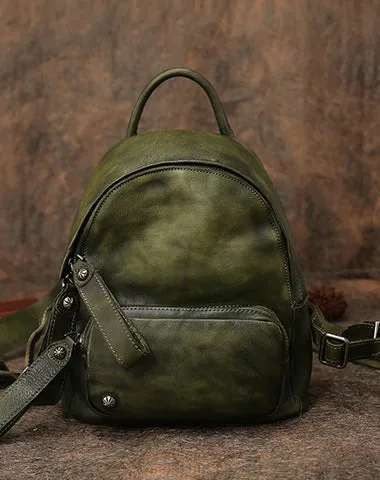 Classic Coffee Leather Rucksack Bag Womens Compact Leather Backpack Ladies Backpack Purses