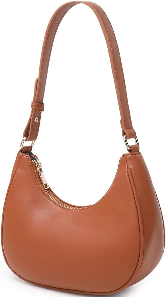 Crescent Shoulder Bags for Women Cute Hobo Tote Handbag Under the Arm Purses Mini Clutch Purse with Zipper Closure