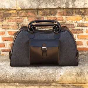 Custom Travel Sport Duffle Bag Leather Grey Black 4320