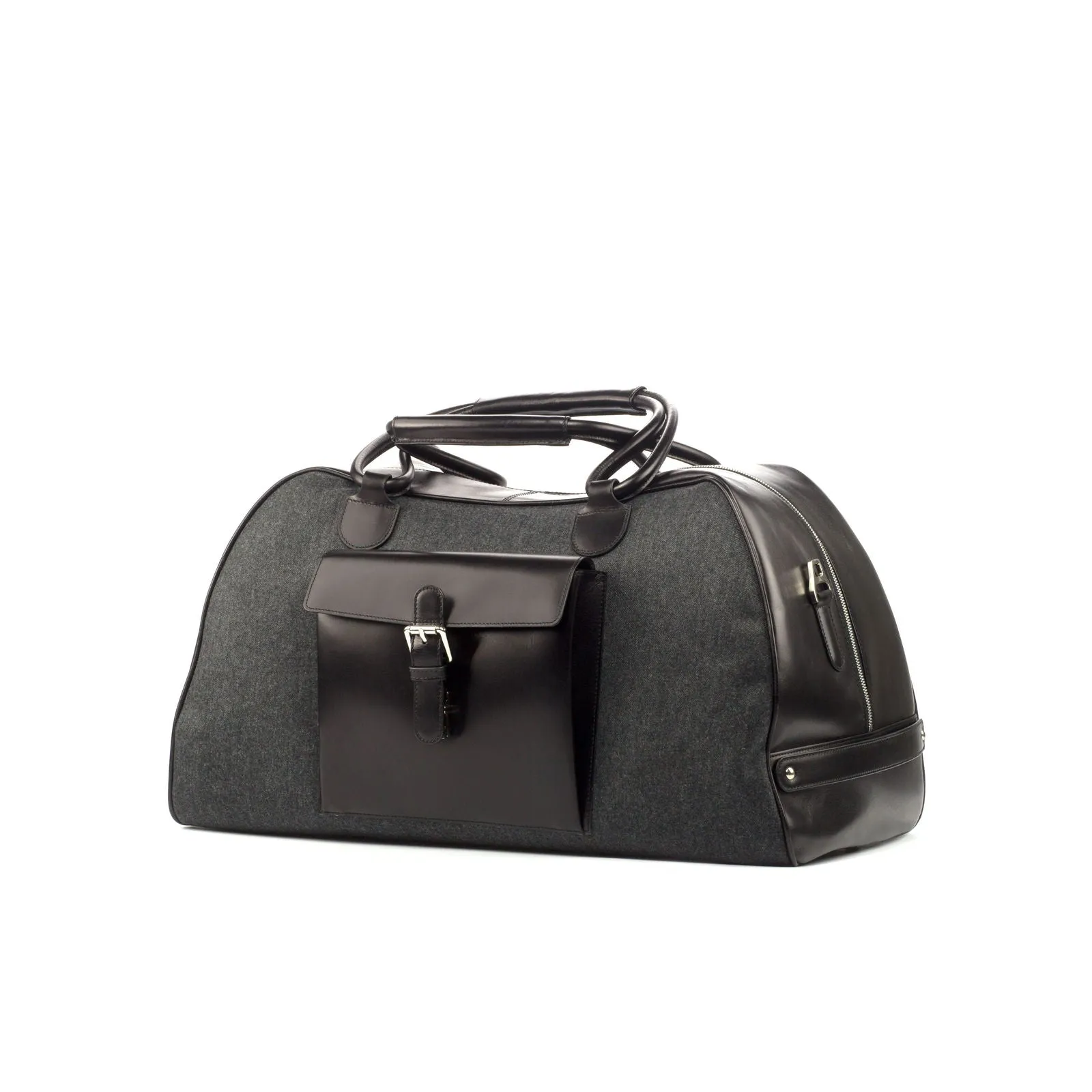 Custom Travel Sport Duffle Bag Leather Grey Black 4320