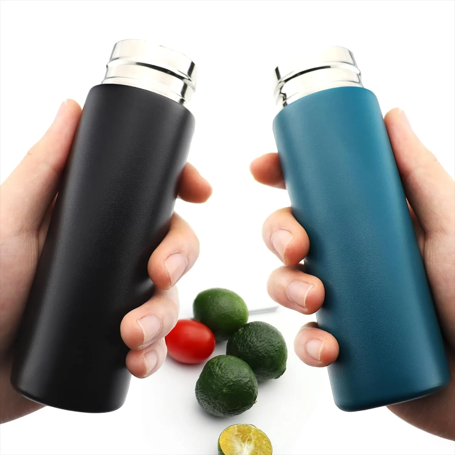 Cute Small Purse Water Bottle, 4.4 Fl. Oz, Pack of 2, Mini Slim Flask for Kids, Portable Skinny Handbag Water Bottle, Vacuum Insulated Reusable Leak Proof Stainless Steel Hydroflask Thermos