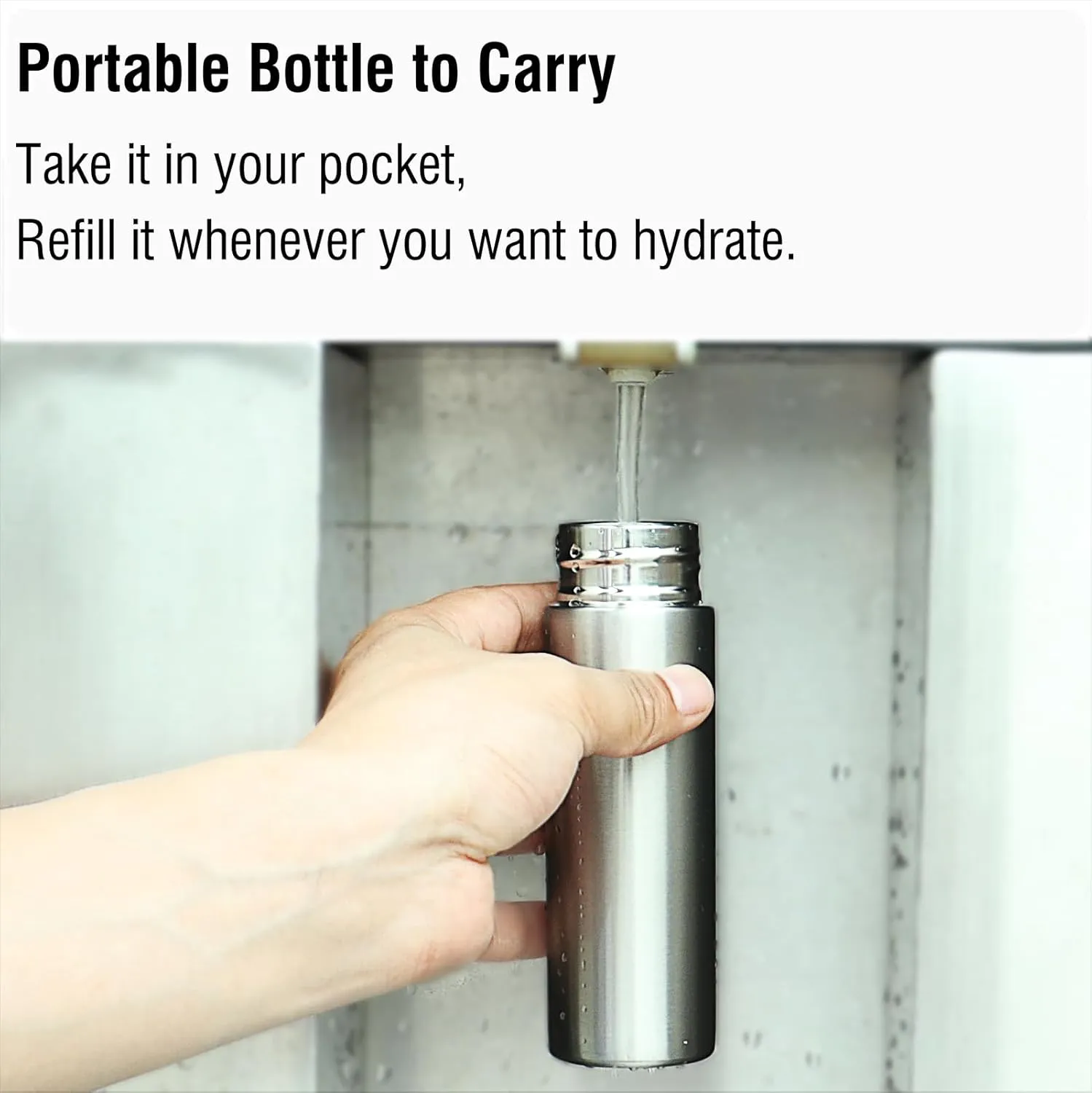 Cute Small Purse Water Bottle, 4.4 Fl. Oz, Pack of 2, Mini Slim Flask for Kids, Portable Skinny Handbag Water Bottle, Vacuum Insulated Reusable Leak Proof Stainless Steel Hydroflask Thermos