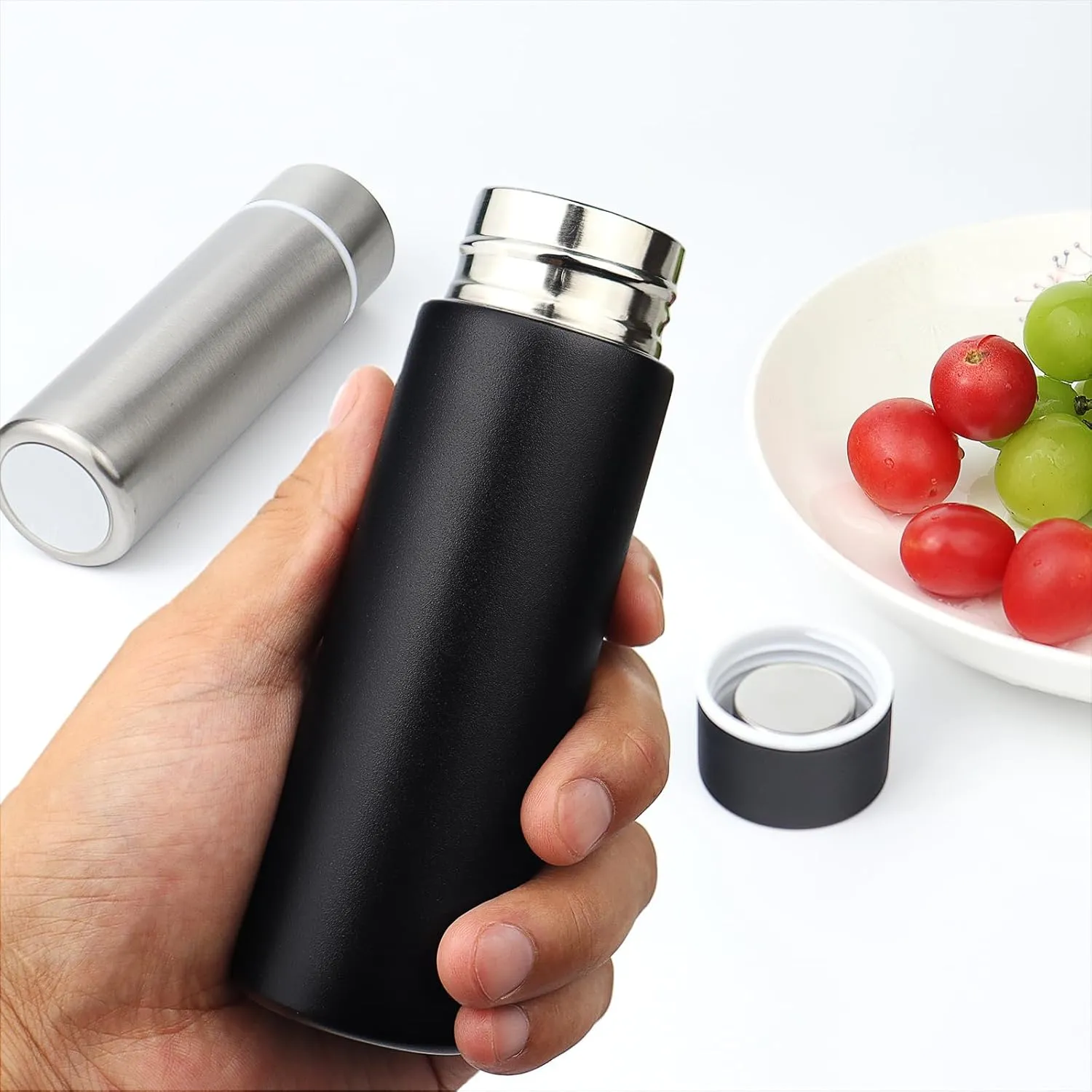 Cute Small Water Bottle, 4.4 Fl. Oz, Pack of 2, Mini Slim Flask for Kids, Portable Skinny Purse Water Bottle, Vacuum Insulated Reusable Leak Proof Stainless Steel Hydroflask Thermos