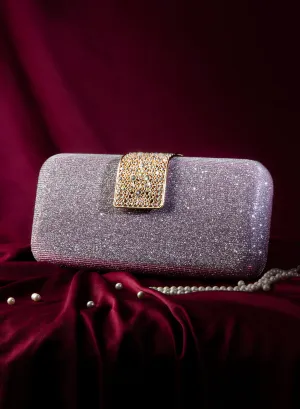 Embellished Buckle Hard Clutch