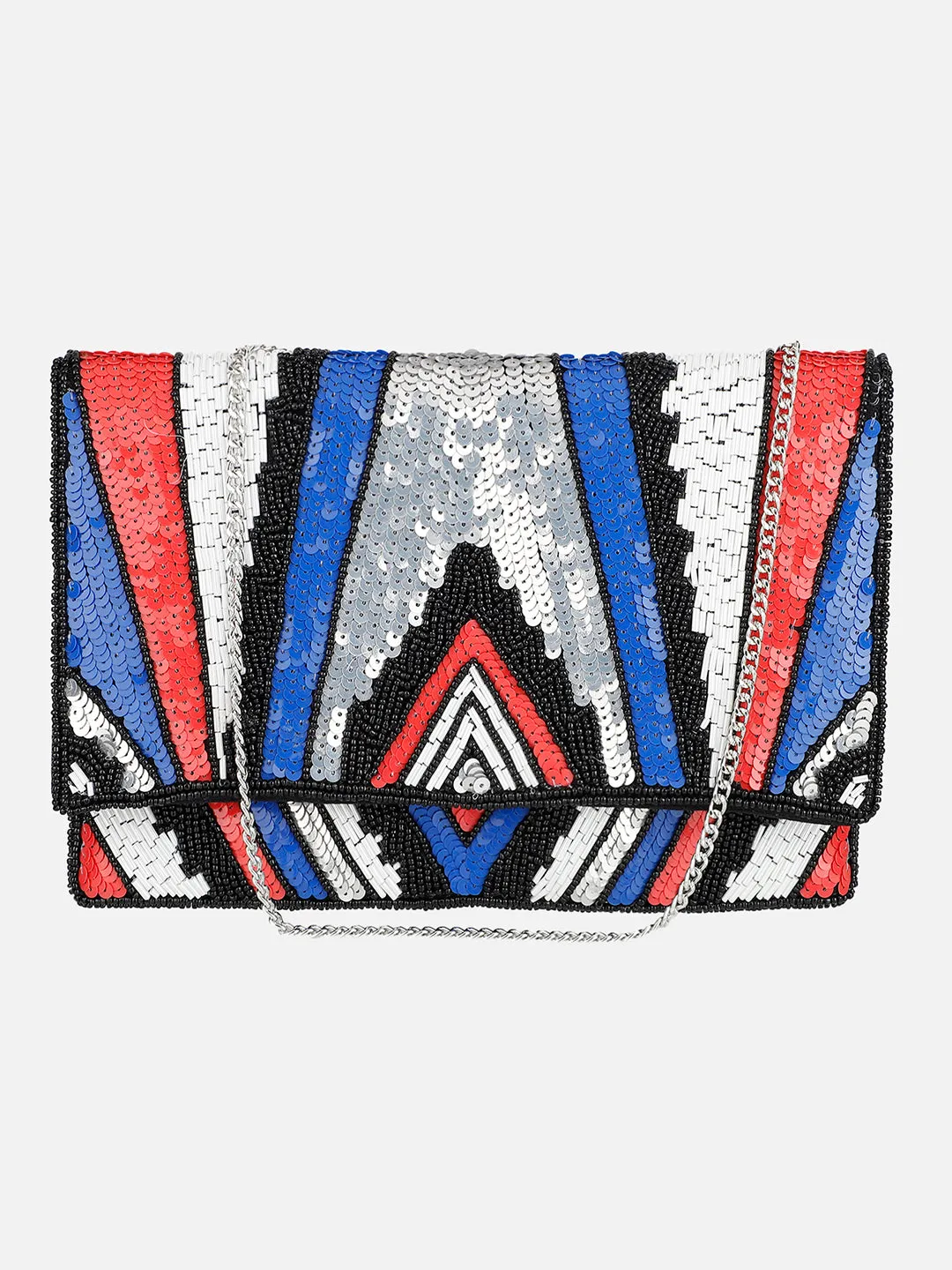Embroidered Multicolored Clutch