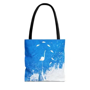 Finn & Feathers Tote Bag, dolphin, flamingo, fish, water sports, blue, white, pool, lake, beach, ocean, airbnb