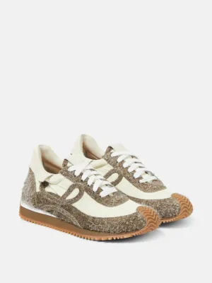 Flow Runner suede-trimmed sneakers