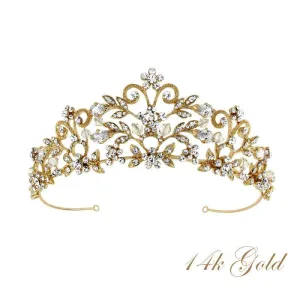 Gold Bridal Tiara with Swarovski Crystals, 7245