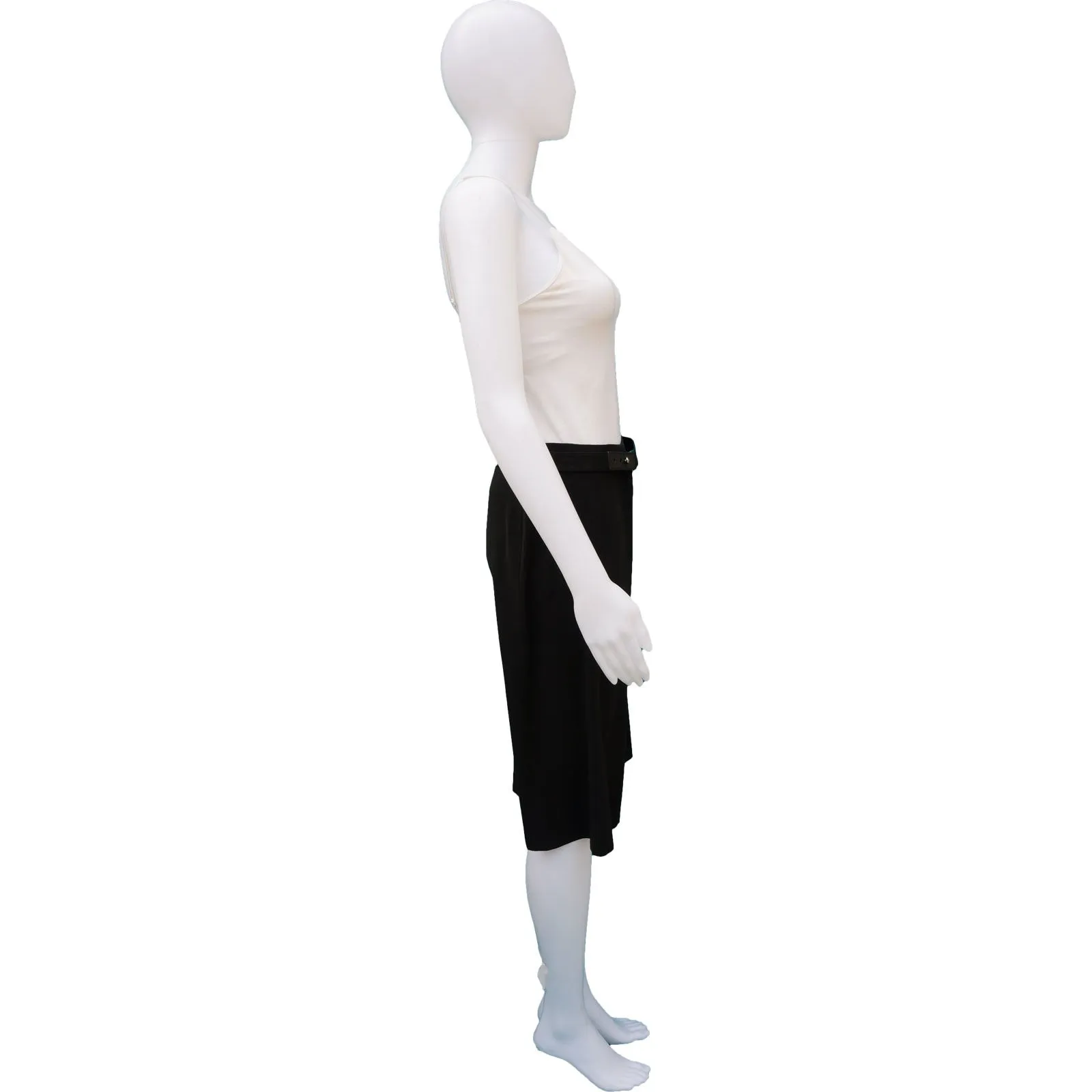 GUCCI SILK PANEL SKIRT WITH FABRIC AND LEATHER BELT