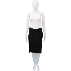 GUCCI SILK PANEL SKIRT WITH FABRIC AND LEATHER BELT