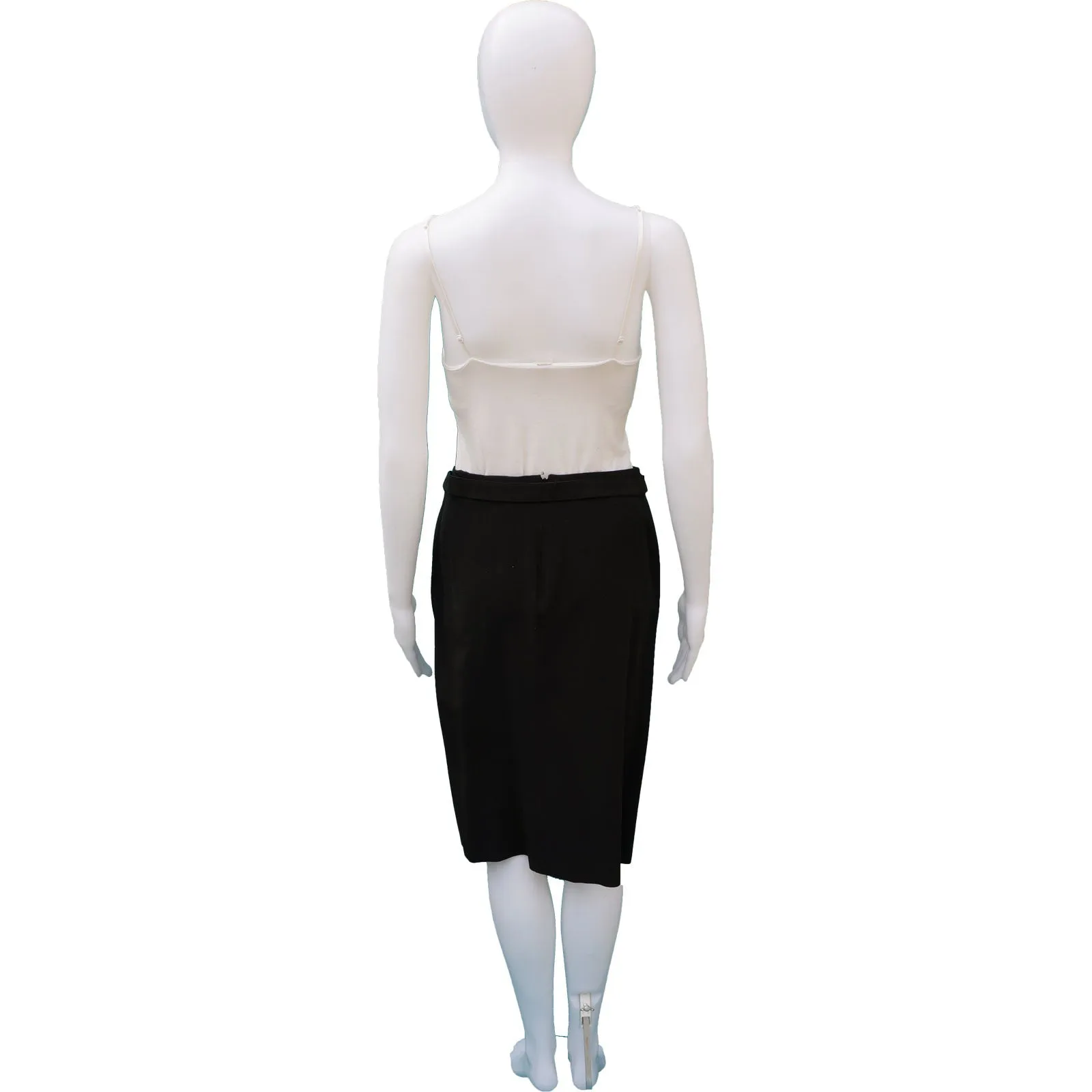 GUCCI SILK PANEL SKIRT WITH FABRIC AND LEATHER BELT