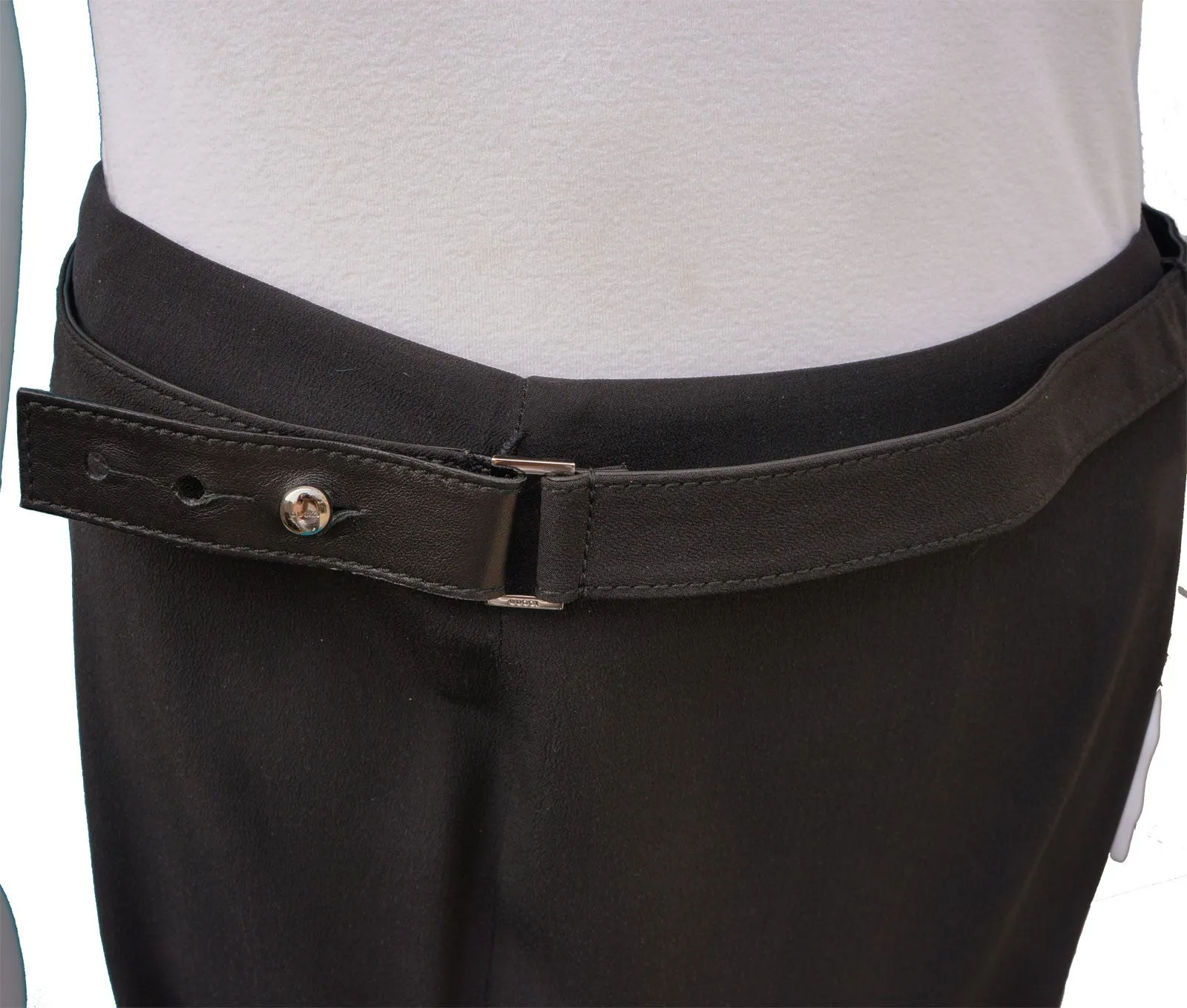 GUCCI SILK PANEL SKIRT WITH FABRIC AND LEATHER BELT