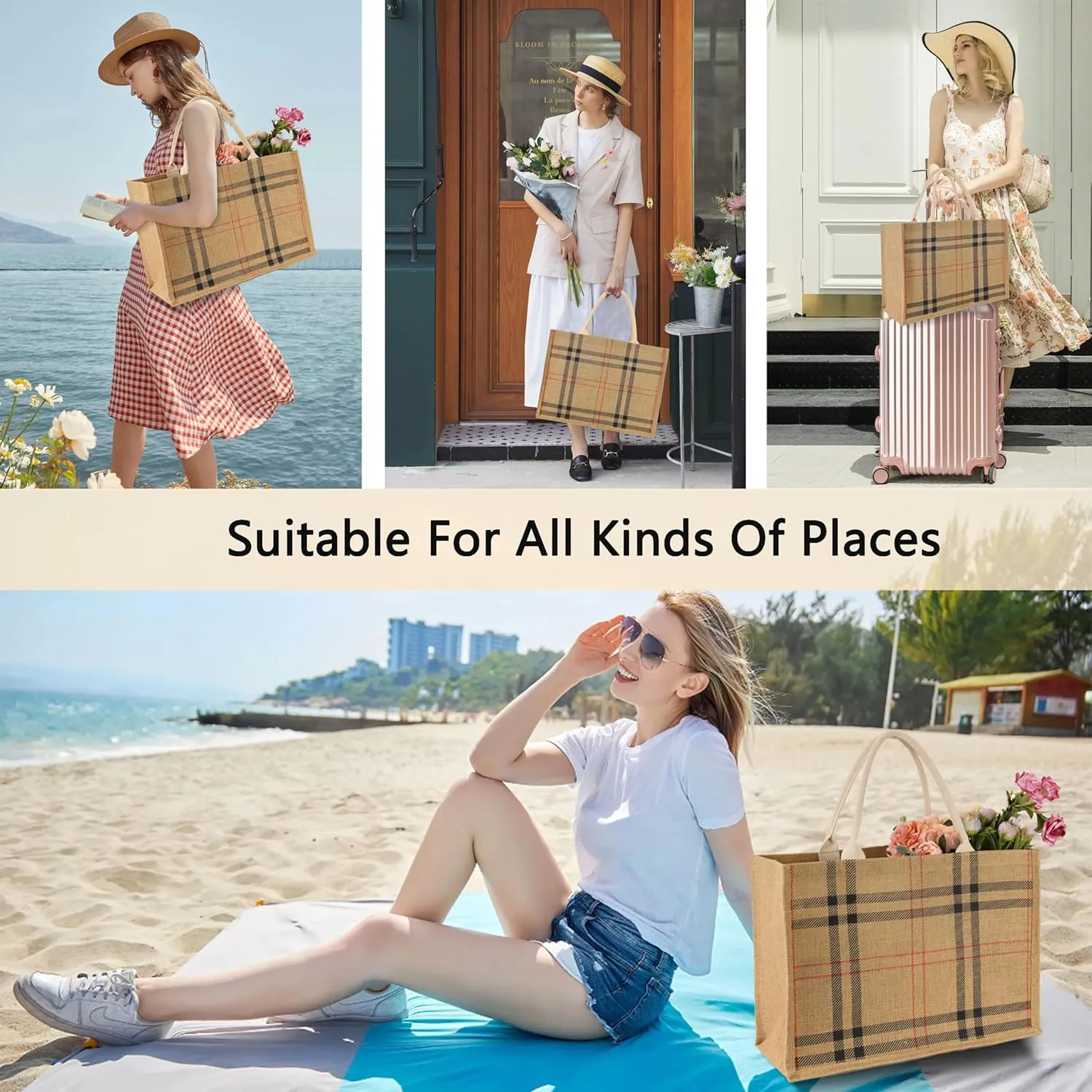 Hibala Woven Large Beach Bag Straw Beach Tote Handmade Weaving Shoulder Tassel Bag Handbag