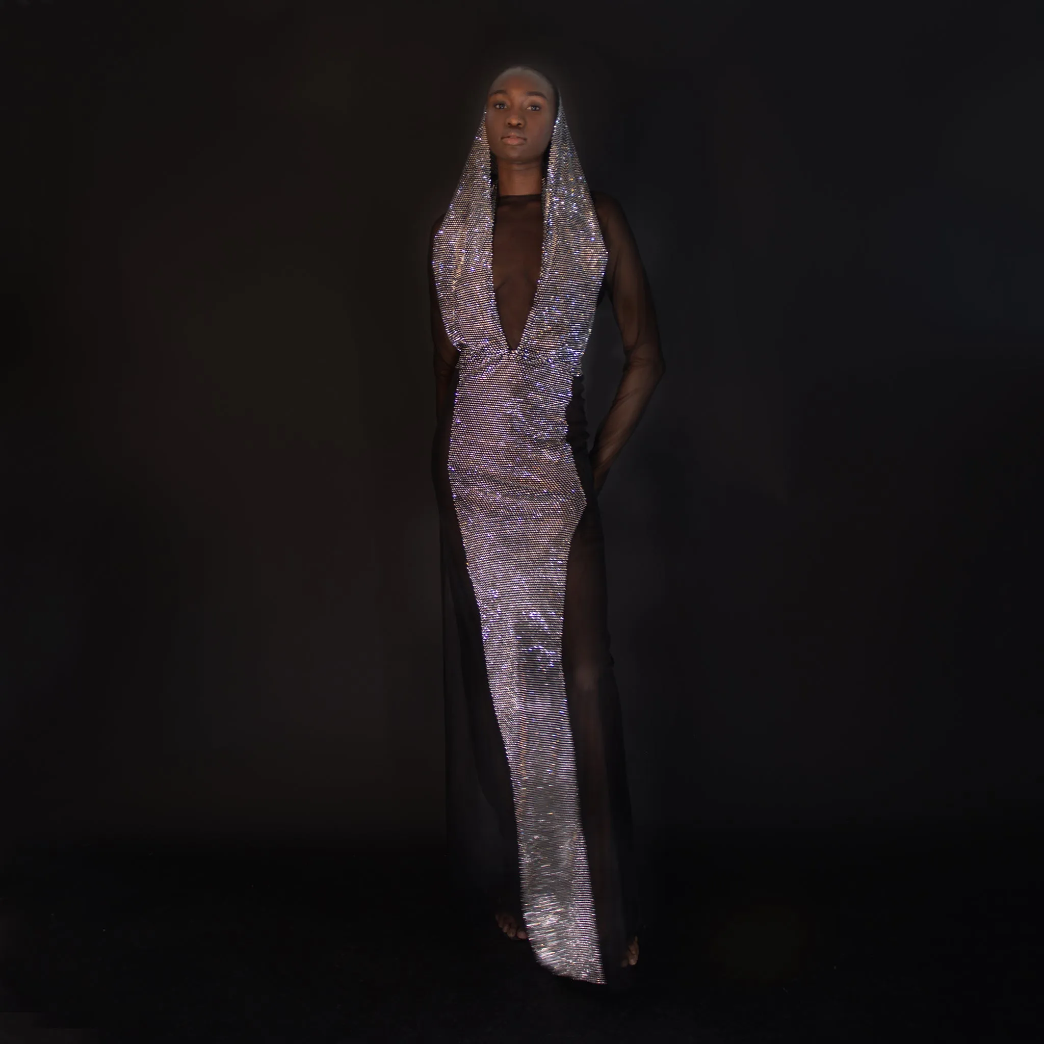 Jones Crystal Hooded Dress